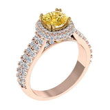 Double Row Cushion Halo Diamond Engagement Ring 18K Gold (1.15 CT. TW) - Thenetjeweler