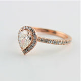 Pear Diamond Halo Engagement Ring 18K Pink Gold - Thenetjeweler