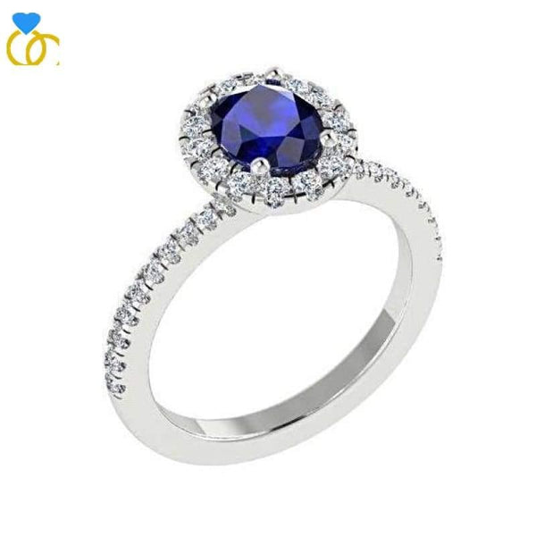Sapphire Diamond Ring White Gold (0.26 carat t.w.) - Thenetjeweler