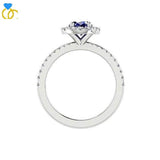 Sapphire Diamond Ring White Gold (0.26 carat t.w.) - Thenetjeweler