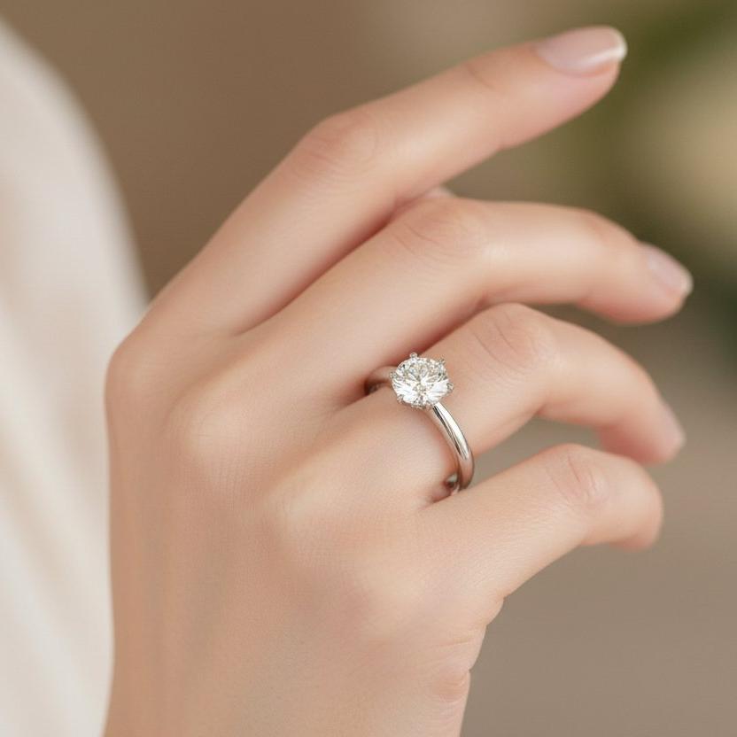 5 Carat Lab Diamond Ring in 14k White Gold - 6 Prong Setting