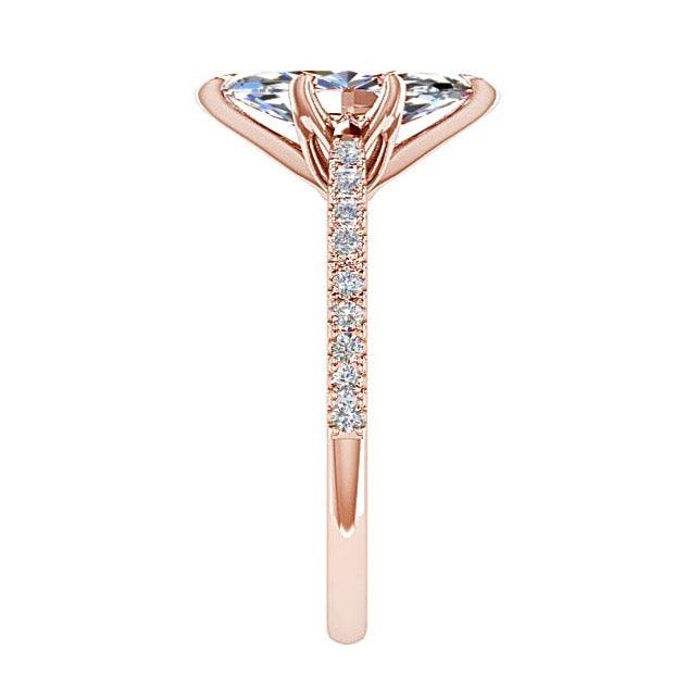 Marquise Diamond Engagement Ring with Side Stones 18K Rose Gold (0.21 ct. tw) - Thenetjeweler
