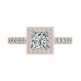 Princess Cut Diamond Square Halo Ring 18K Gold - Thenetjeweler