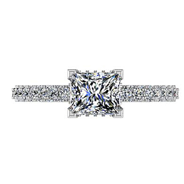Princess-Cut Cathedral Setting Engagement Ring - Thenetjeweler
