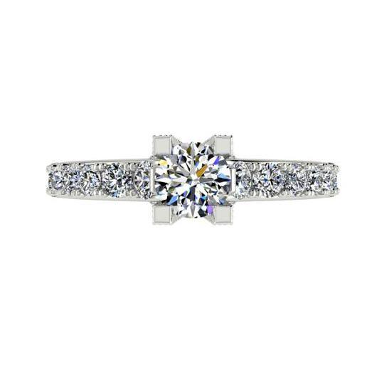 Round Diamond Prong set Engagement Ring 18K White Gold Setting (1.07 ct. tw) - Thenetjeweler