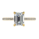 Emerald Cut Diamond Cathedral Engagement Ring - Thenetjeweler