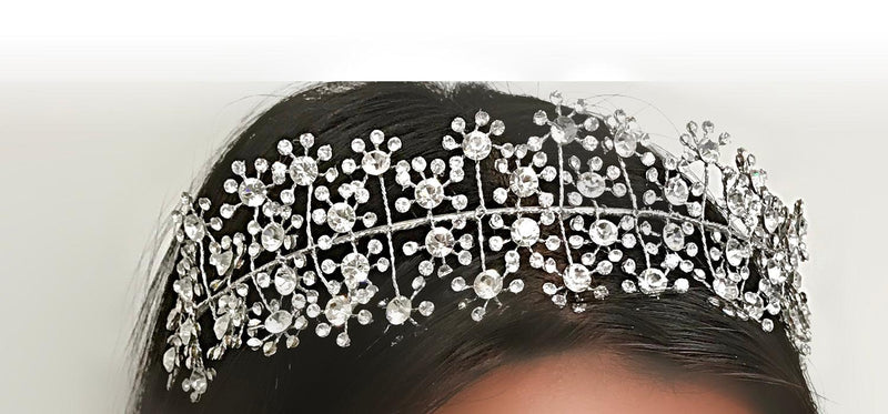 Rhinestone Bridal Headpiece Sterling Silver - Thenetjeweler