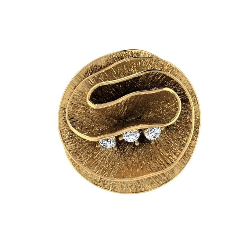 Rose Shaped Diamond Flower Ring 18K Yellow Gold - Thenetjeweler