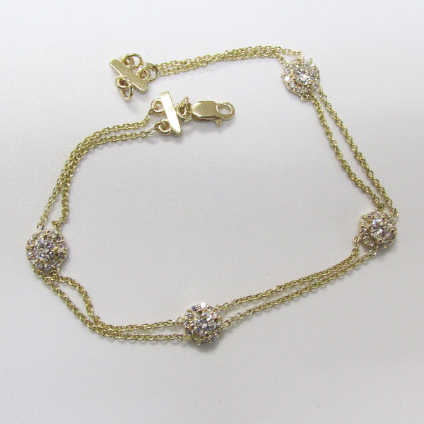 Diamond Halo Double Chain Bracelet - Thenetjeweler
