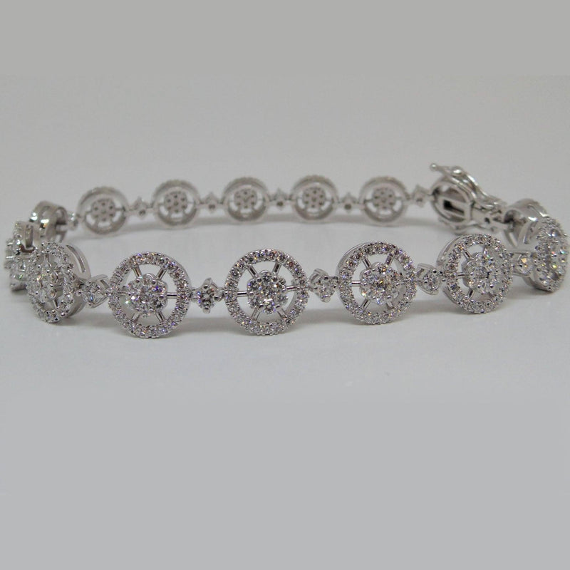 Diamond Flower Tennis Bracelet 14K - Thenetjeweler