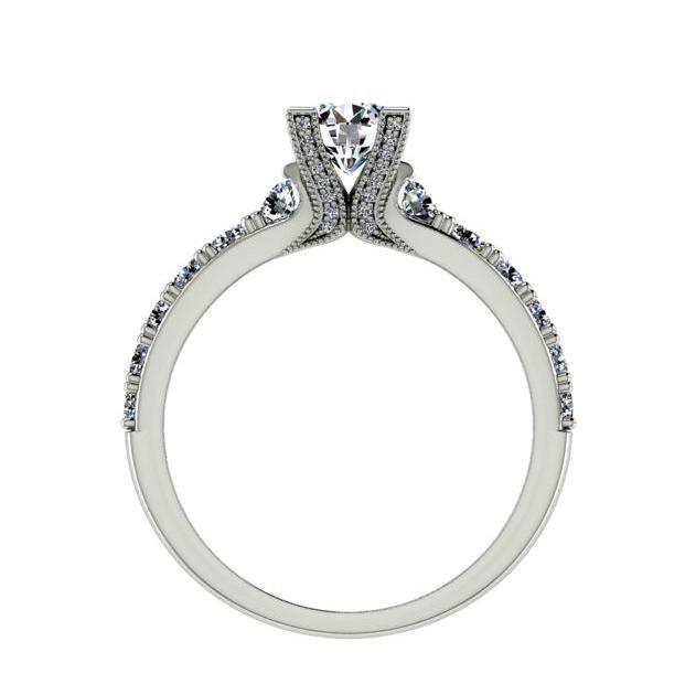 Round Diamond Prong set Engagement Ring 18K White Gold Setting (1.07 ct. tw) - Thenetjeweler