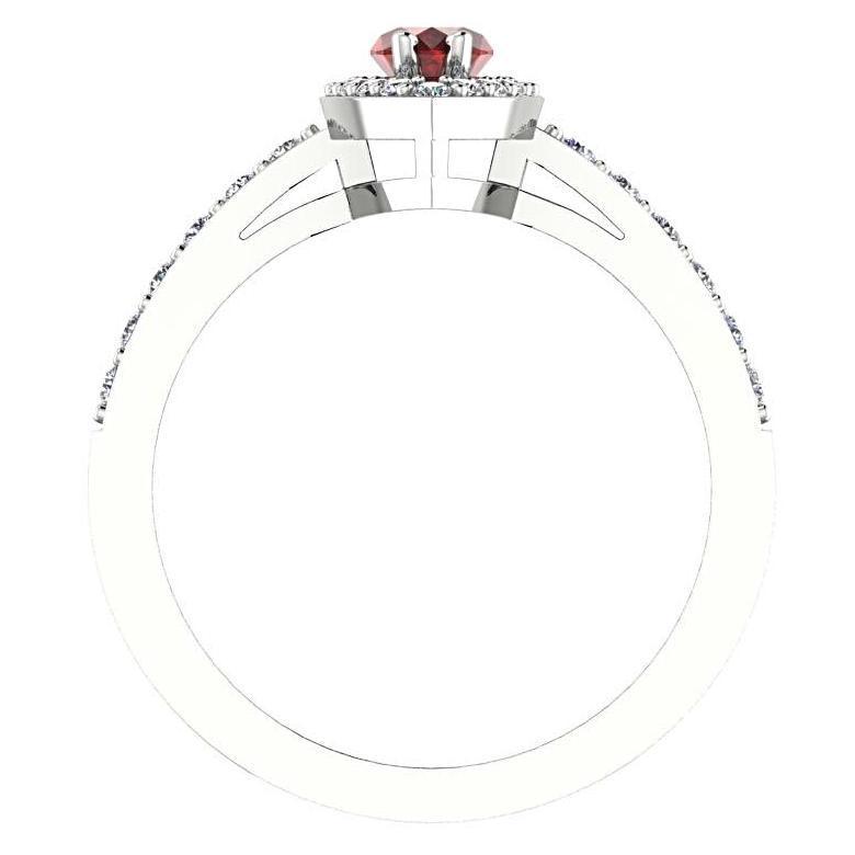 Garnet Marquise Halo Diamond Ring 14K White Gold - Thenetjeweler
