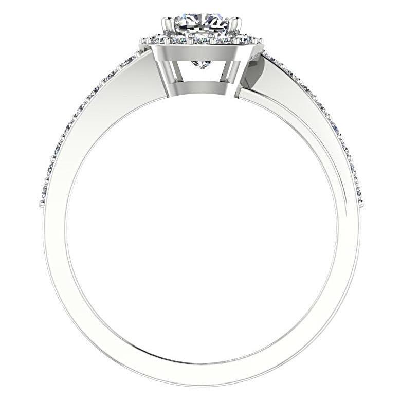 Cushion halo split shank diamond engagement ring - Thenetjeweler