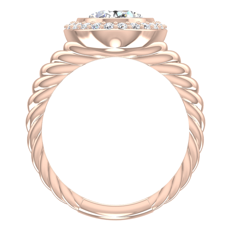 Pink Gold Diamond Ring Cable Coil Design Setting - Thenetjeweler