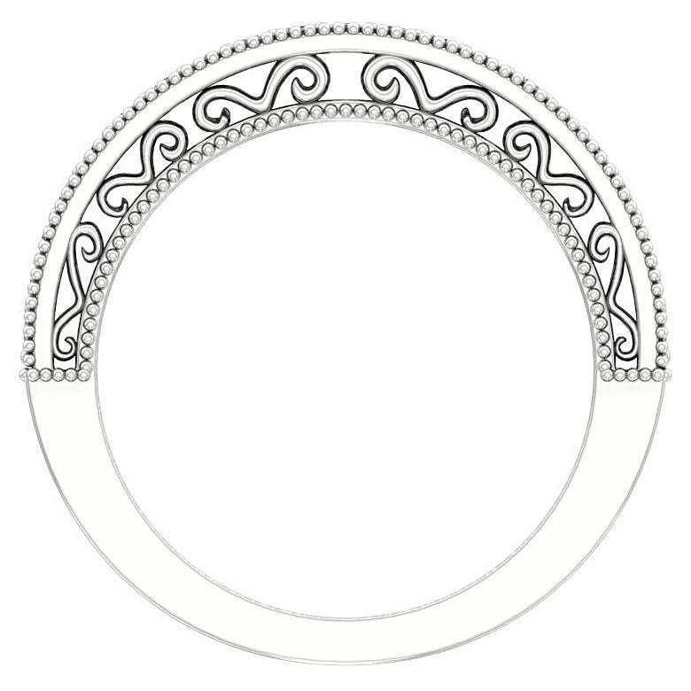 Round Diamond Milgrain Ring with Detailed Design 14K White Gold - Thenetjeweler