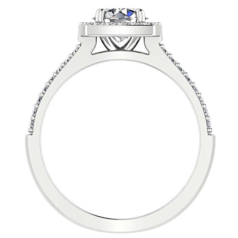 Round Diamond Halo Split Shank Engagement Ring 18K White Gold - Thenetjeweler