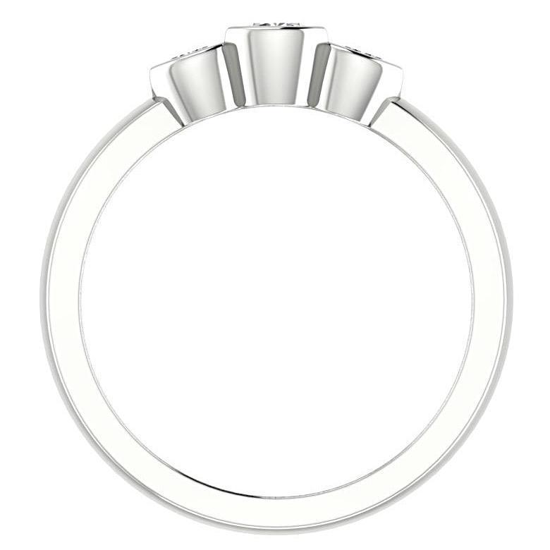 Round Three Stone Engagement Ring 18K White Gold - Thenetjeweler