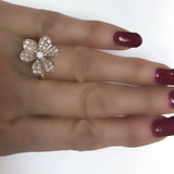 Flower Pave Diamond Ring 18K Gold (.65 ct. tw) - Thenetjeweler