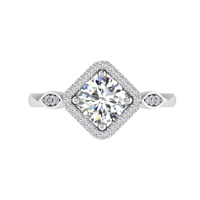 Diamond Halo Marquise Sides Engagement Ring - Thenetjeweler