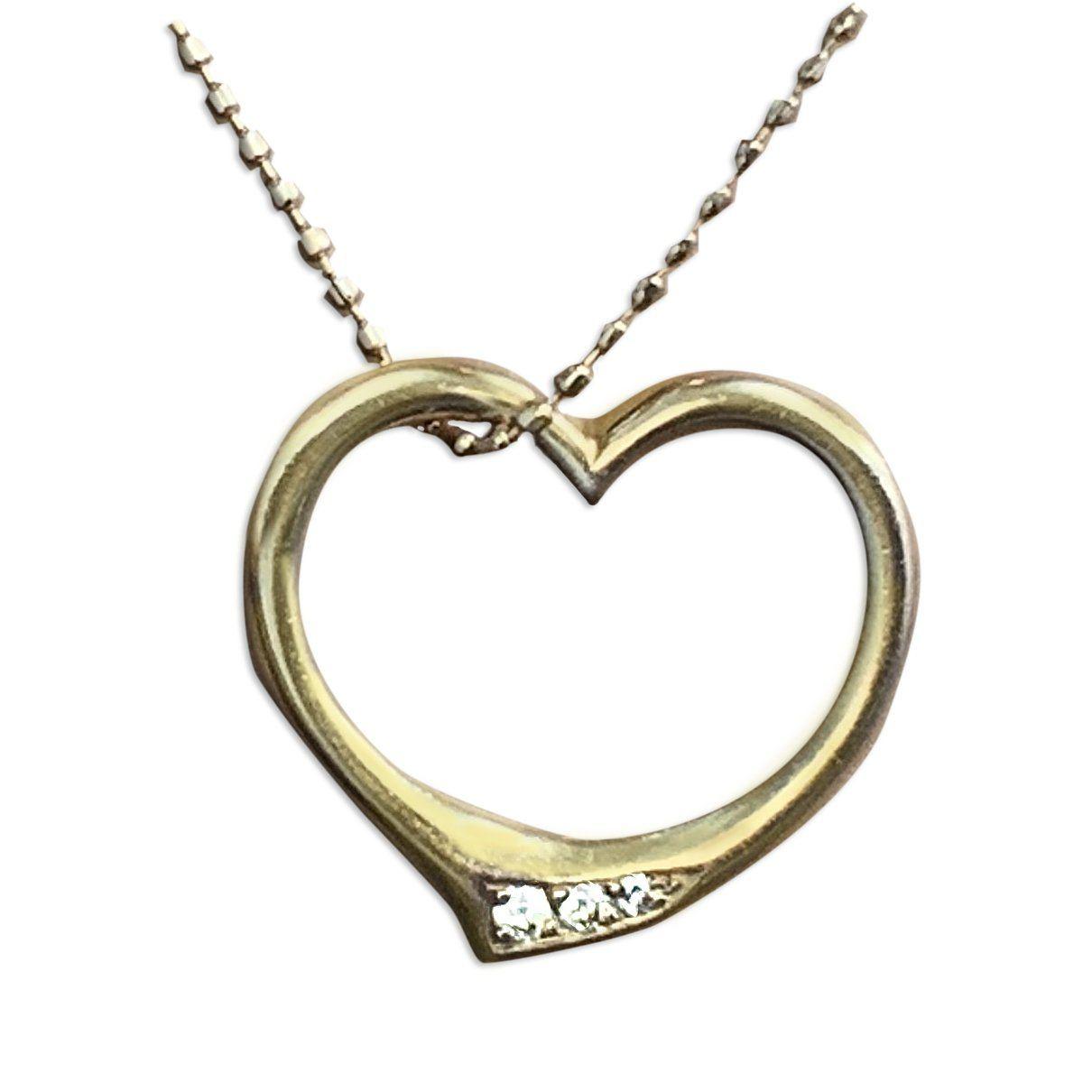 Open Heart Pendant 18K Gold 0.10 cwt Diamonds - Thenetjeweler
