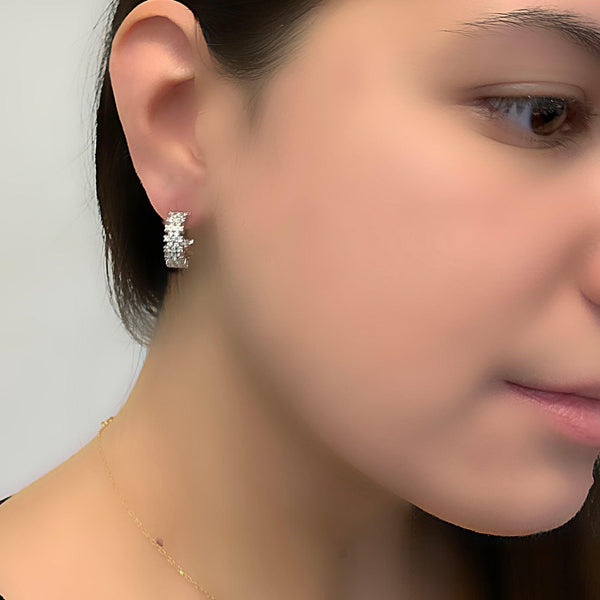 Diamond Semi Hoop Earrings 14K Gold - Thenetjeweler