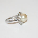 10mm South Sea Pearl and Diamond Ring 18k Gold - Thenetjeweler