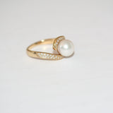 Pearl and Diamond Ring 18k Yellow Gold - Thenetjeweler
