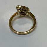 Pear shape Onyx Diamond Halo Ring 14K Yellow Gold - Thenetjeweler