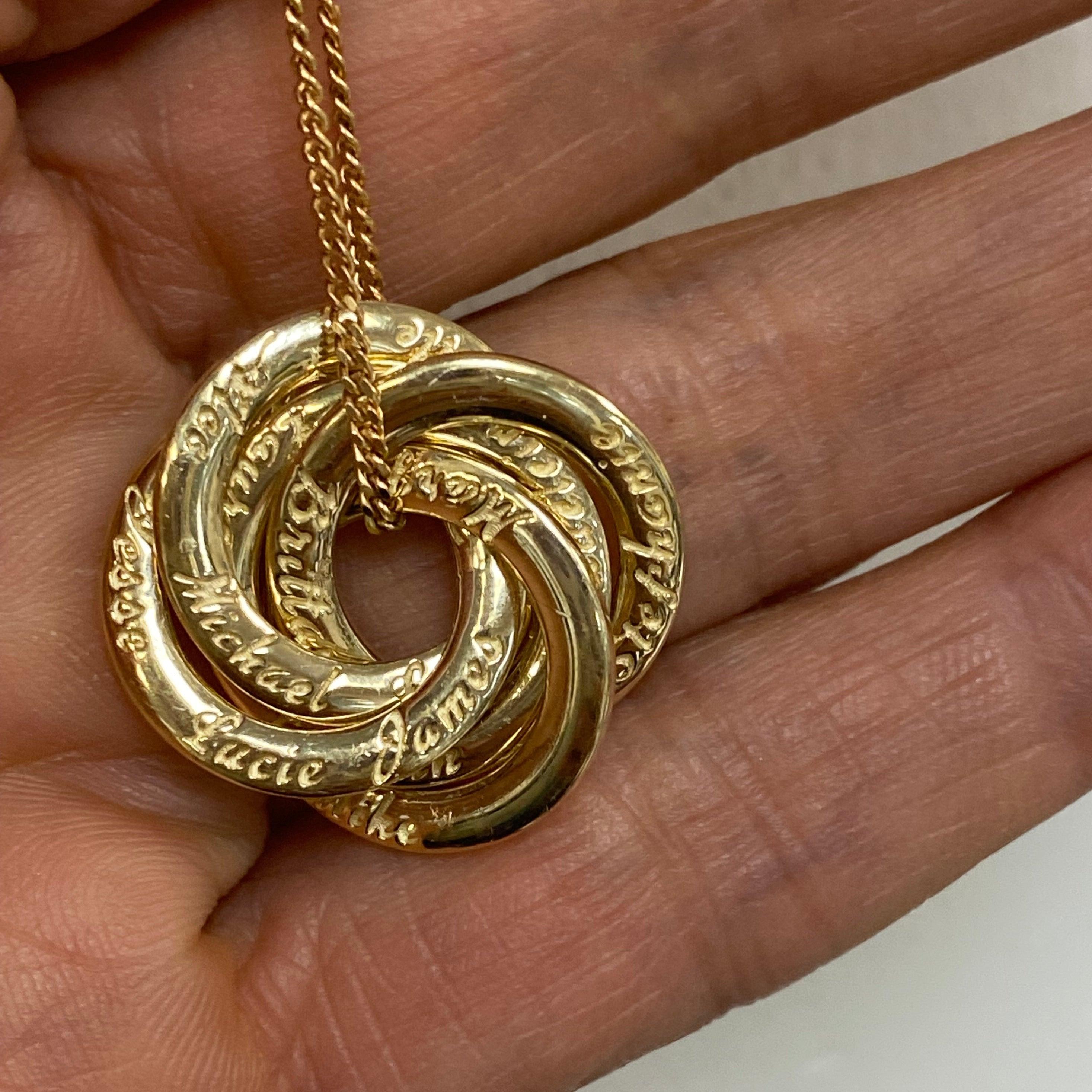 Personalized 5 Interlocking Rings Necklace | TheNetJeweler