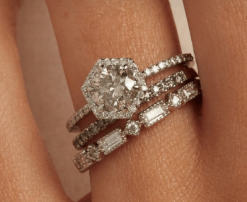 Dot Dash Diamond Band and Engagement Ring - Thenetjeweler