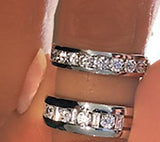 Matching Diamond Wedding Bands 18k White Gold - Thenetjeweler