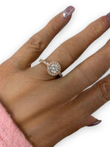 14K Rose Gold Lab Grown Round Diamond Halo Ring - Thenetjeweler