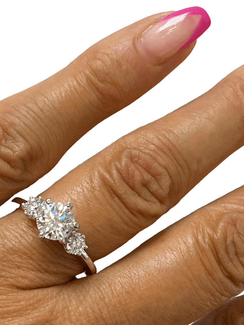 1.80 CTW Round Diamond 6-Prong Three-Stone Engagement Ring - Thenetjeweler