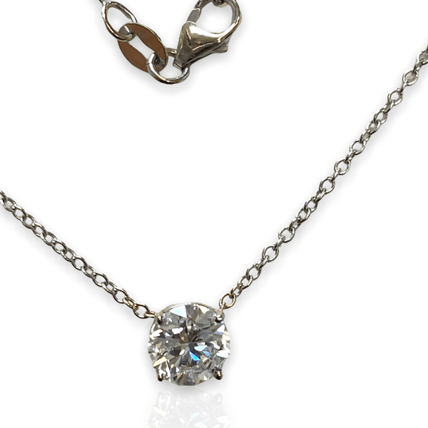 1 carat lab diamond solitaire pendant in 14k white gold - Thenetjeweler