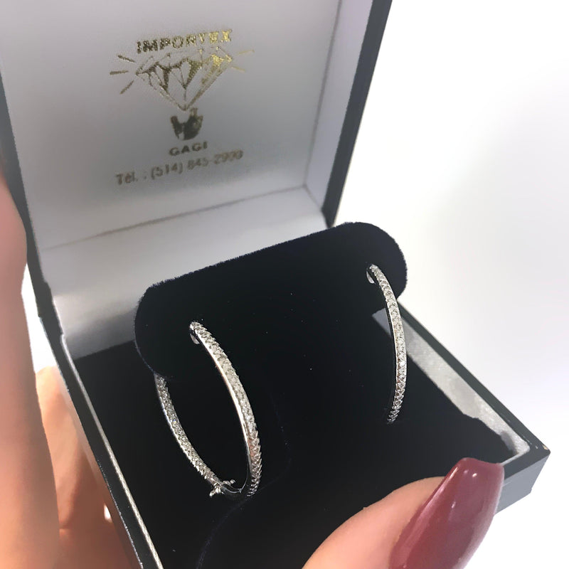 Diamond In and Out Hoop Earrings 0.75 ct.t.w - Thenetjeweler