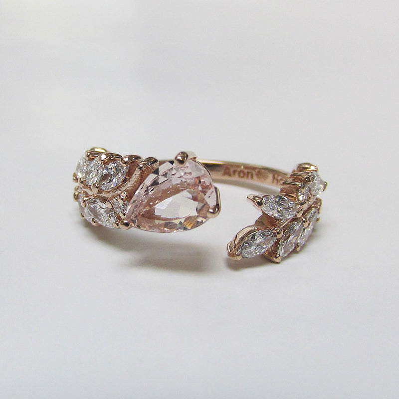 Morganite and Diamond Ring 14K Rose Gold - Thenetjeweler