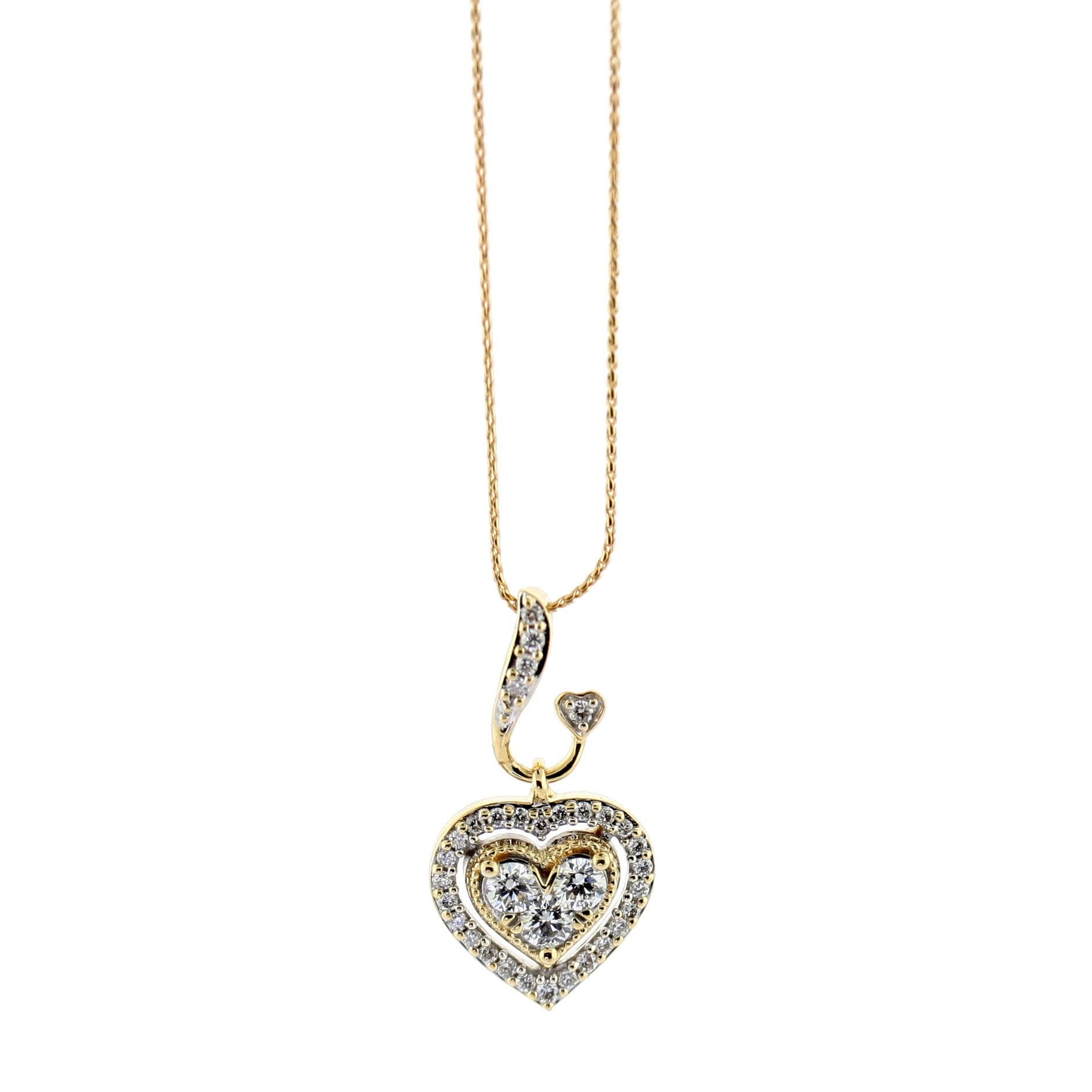 Diamond Double Heart Pendant Necklace - Thenetjeweler