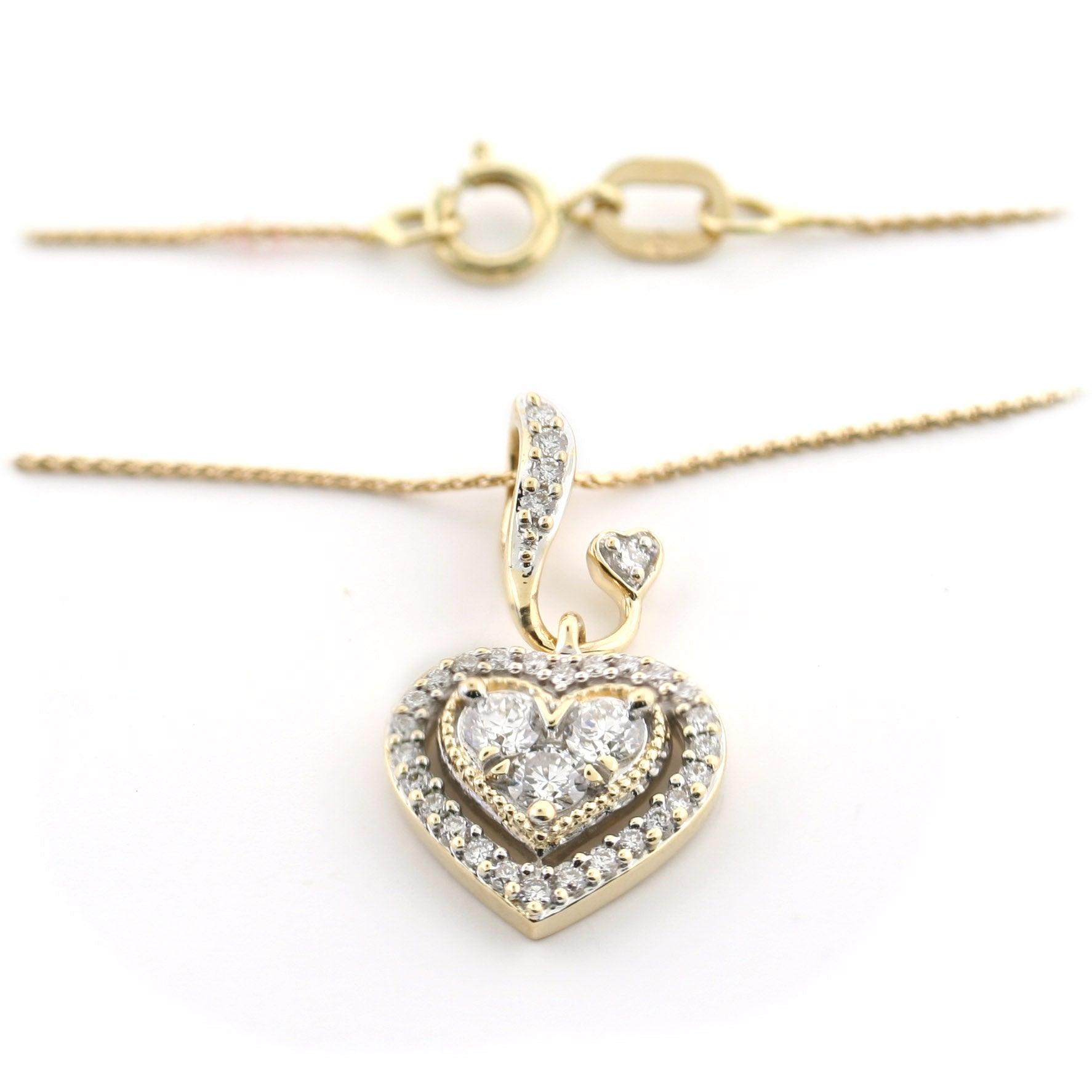 Diamond Double Heart Pendant Necklace - Thenetjeweler