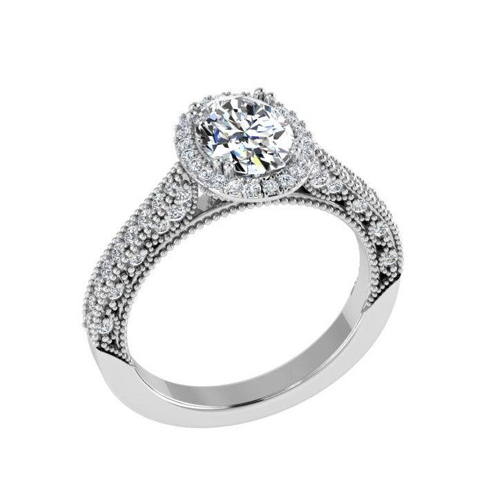 Milgrain Diamond Engagement Ring 18K Gold (0.36 CTW) - Thenetjeweler