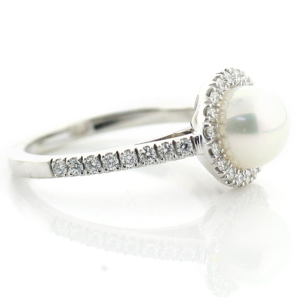 Pearl Engagement Ring with Diamond Halo - Thenetjeweler