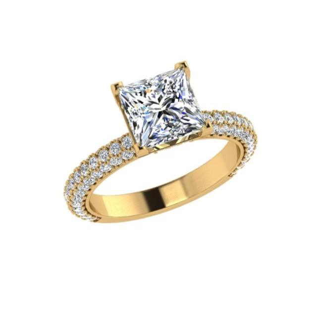 Princess Setting Diamond Engagement Ring 18K Gold (0.60ct.tw.) - Thenetjeweler