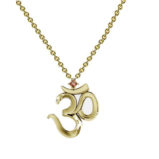Gold OM yoga Necklace with Gemstone - Thenetjeweler