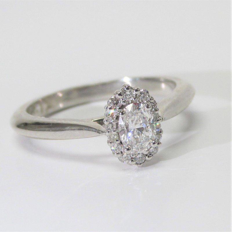 Lab Grown Oval Diamond Cluster Halo Engagement Ring 0.42 ctw - Thenetjeweler