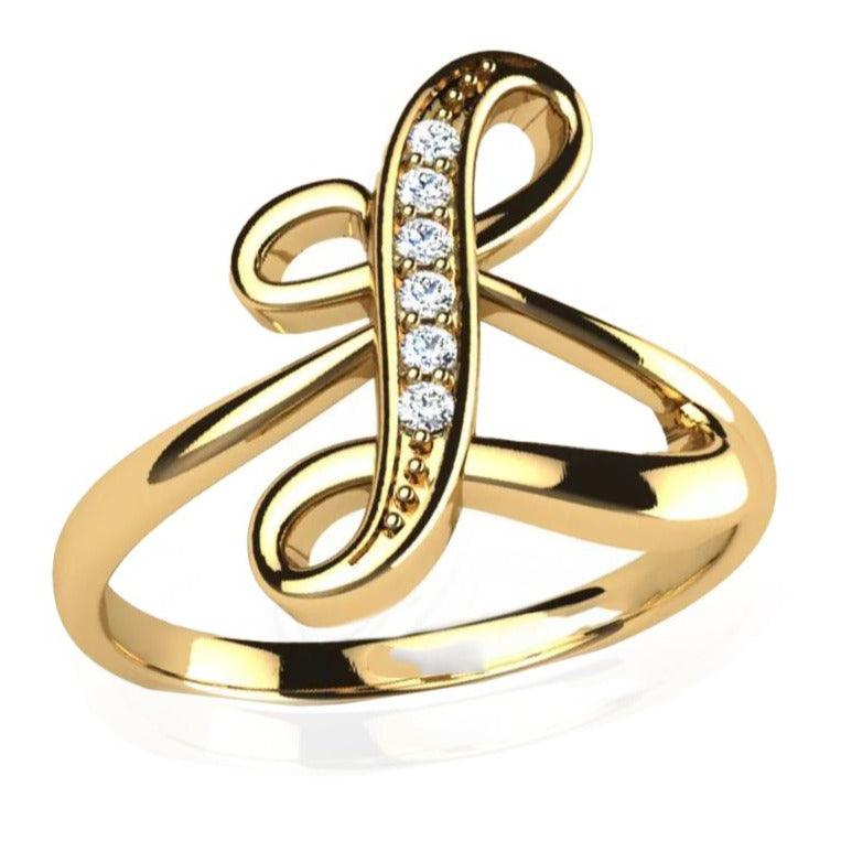 Diamond Initial Ring - Thenetjeweler