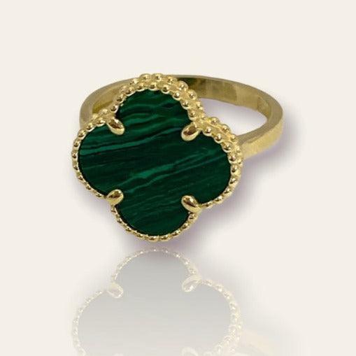 Malachite Clover Ring - Thenetjeweler