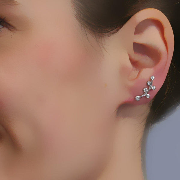 Climber Diamond Earrings 14K White Gold - Thenetjeweler