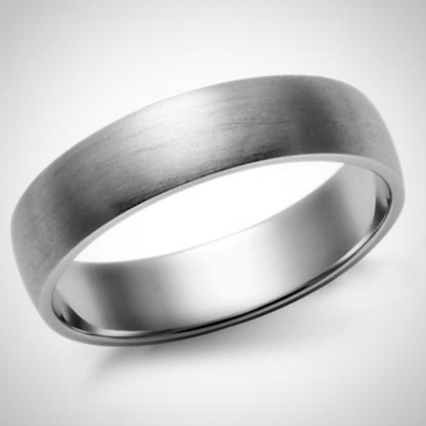 Brushed Matte Low Dome Comfort Fit Wedding Ring Platinum Mens Band 5 mm - Thenetjeweler