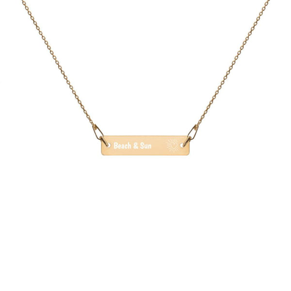Engraved Gold Bar Chain Necklace - Thenetjeweler
