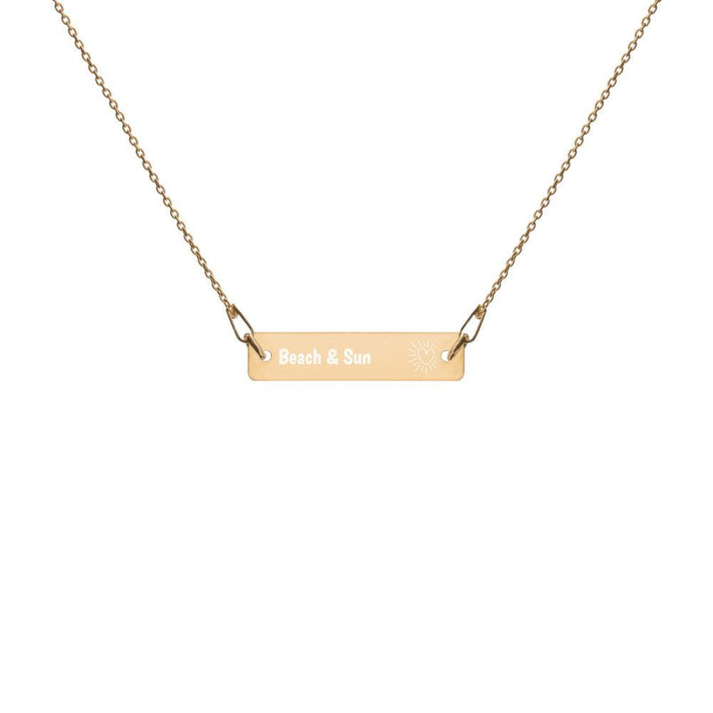 Engraved Gold Bar Chain Necklace - Thenetjeweler