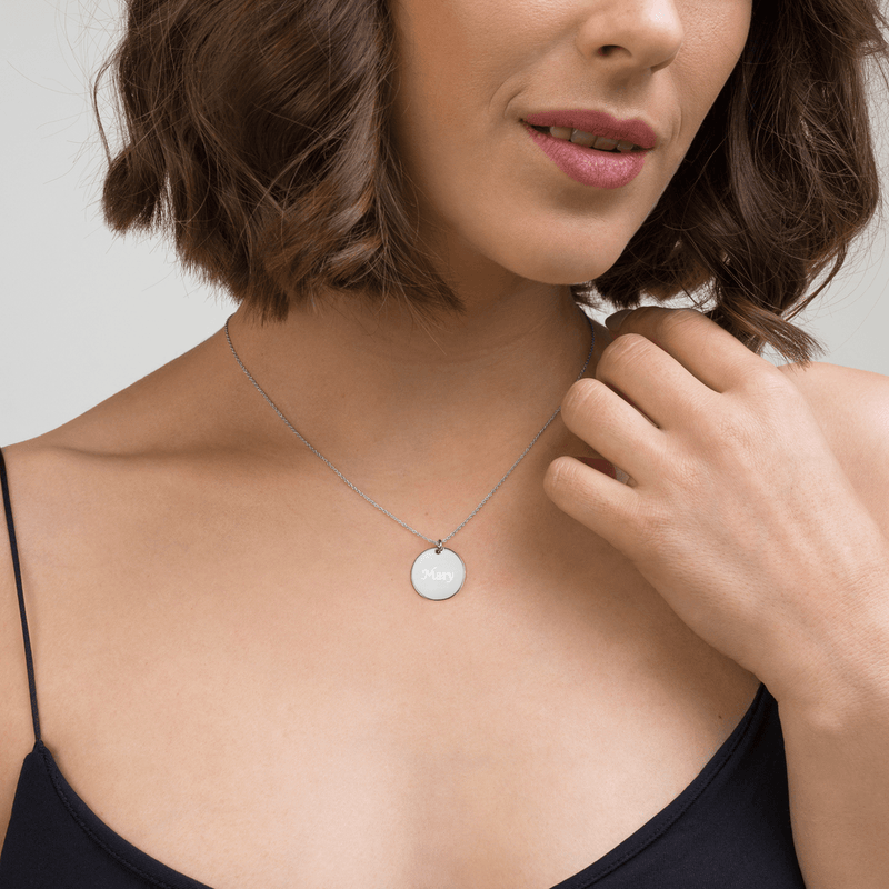 Engraved Silver Disc Necklace - Thenetjeweler